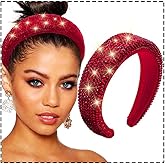 Bouory Sparkly Rhinestone Headband Padded Wide Hairband Bling Crystal Headpiece for Women
