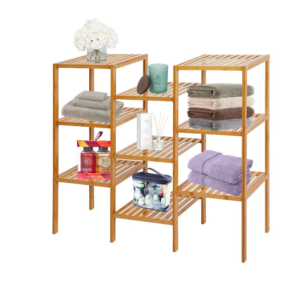 Bamboo Indoor Plant Stand 9-Tier Multifunctional Storage Rack Customizable Flower Display Shelf Bathroom Rack for Patio Garden Corner Balcony Living Room