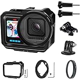 Aluminum Case for GoPro Hero 13/12/11/10/9 Black - Metal Cage Frame with UV Lens Filter, Dual Cold Shoe Mounts & Charging Door - Professional Protective Housing for Action Cameras