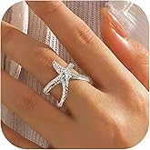 Decixde Starfish Ring for Women Opening Adjustable Gold Silver Starfish Ring Summer Beach Rings Trendy Jewelry