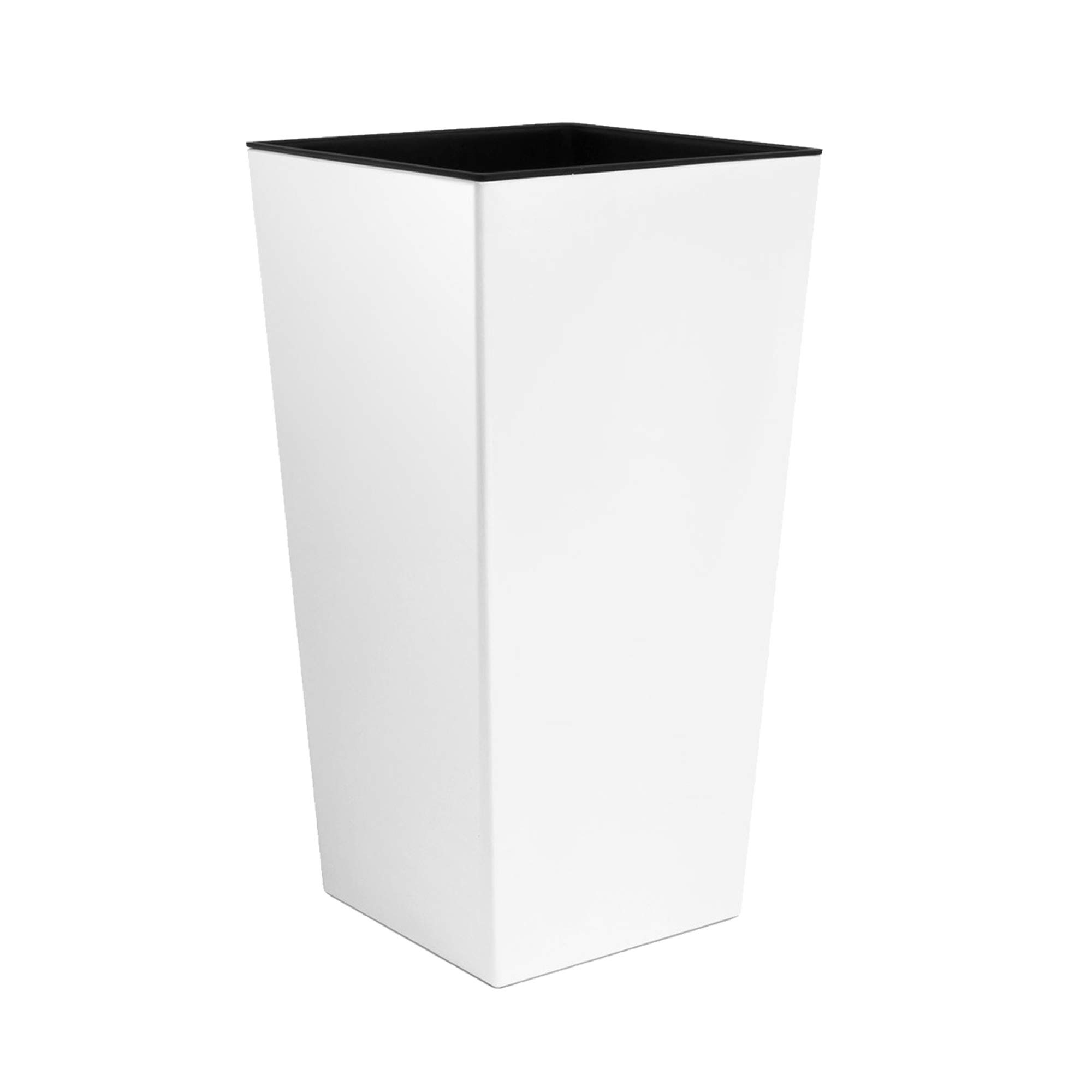 XL size White URBI 50 cm tall plastic flower pot with internal liner, 7 colours