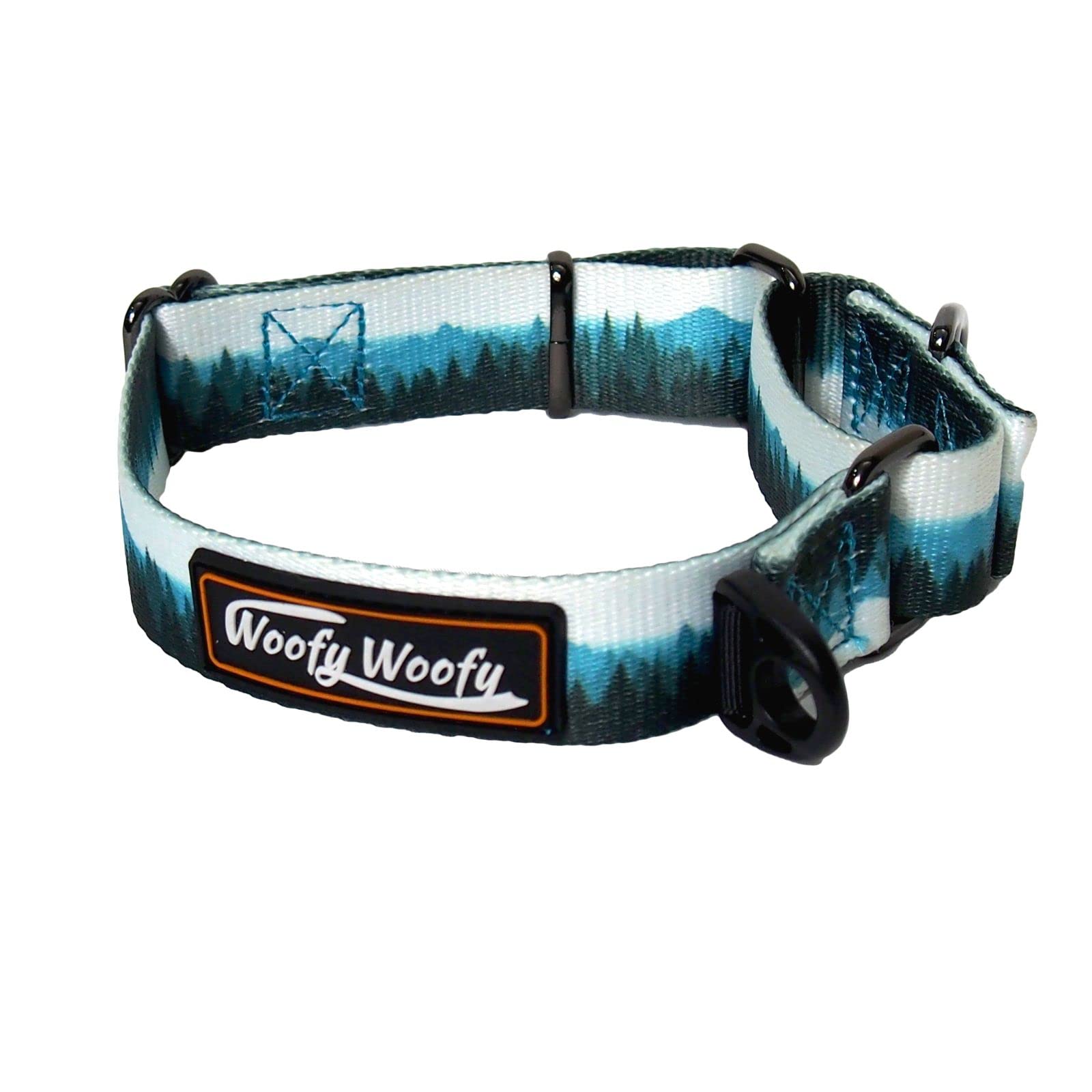 Woofy Woofy Martingale Dog Collar Without Buckle, Escape-Proof, Safety Training Dog Collar, Forest Print, for Large Dog, Size L-Width 2.5cm, Length 44-66cm)