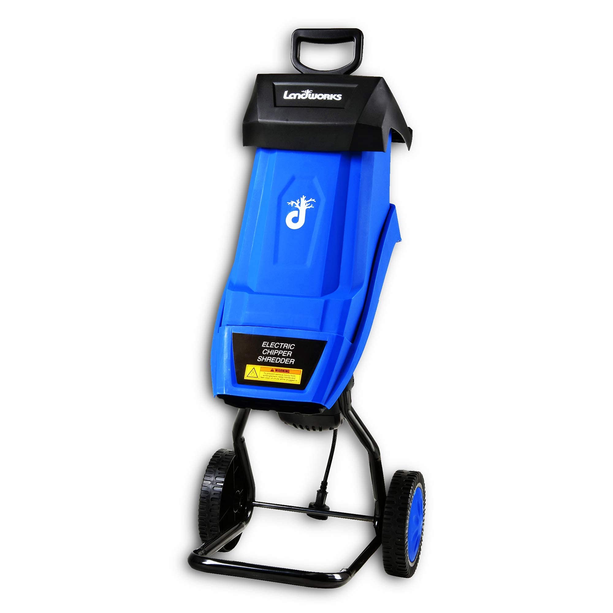 Landworks Wood Chipper Shredder Electric Light Duty 17:1 Reduction 15-Amp 1800 Watts 120VAC Dual Edge Blades for Lawn and Garden Use or Fire Prevention Building a Firebreak