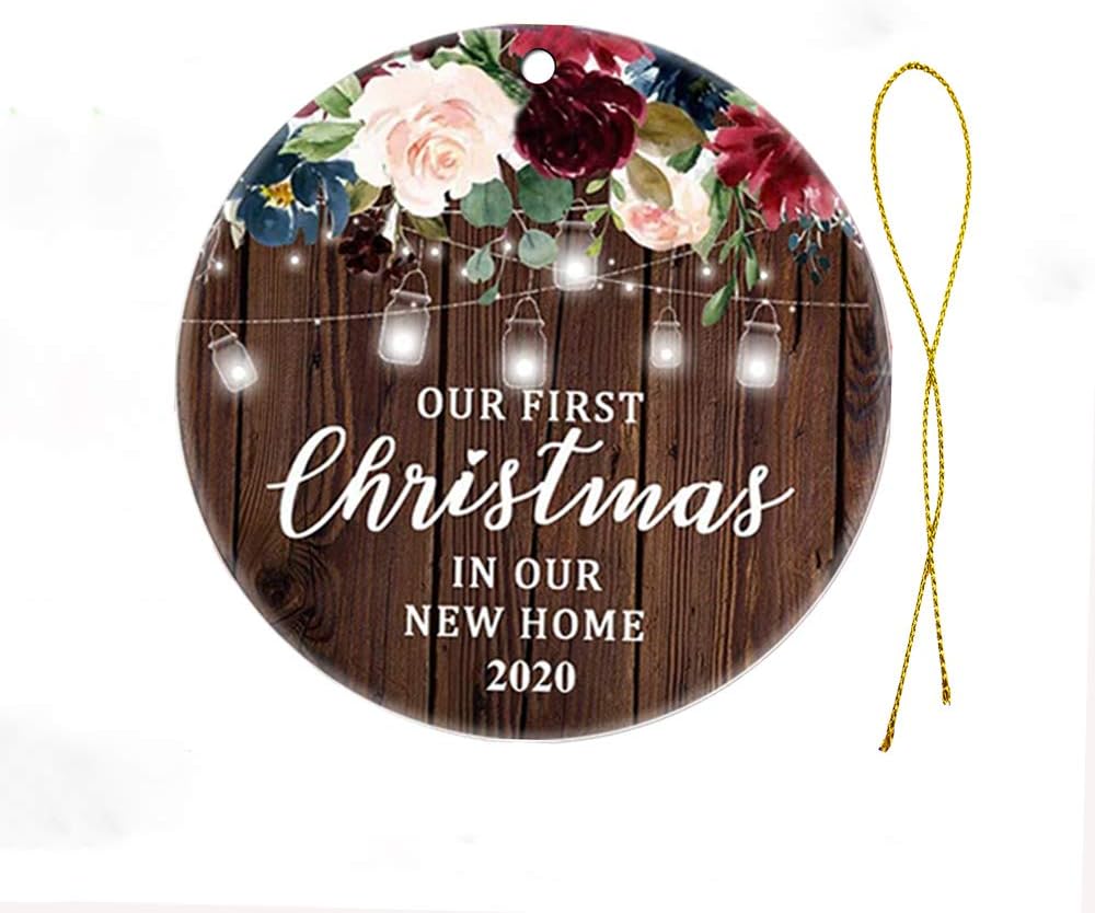 AOLUNO 2020 Christmas Ornaments Xmas Tree Decorations Wooden Crafts Hanging Ornaments a Year to Remember - Our First Christmas in Our New Home