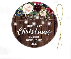 AOLUNO 2020 Christmas Ornaments Xmas Tree Decorations Wooden Crafts Hanging Ornaments a Year to Remember - Our First Christmas in Our New Home