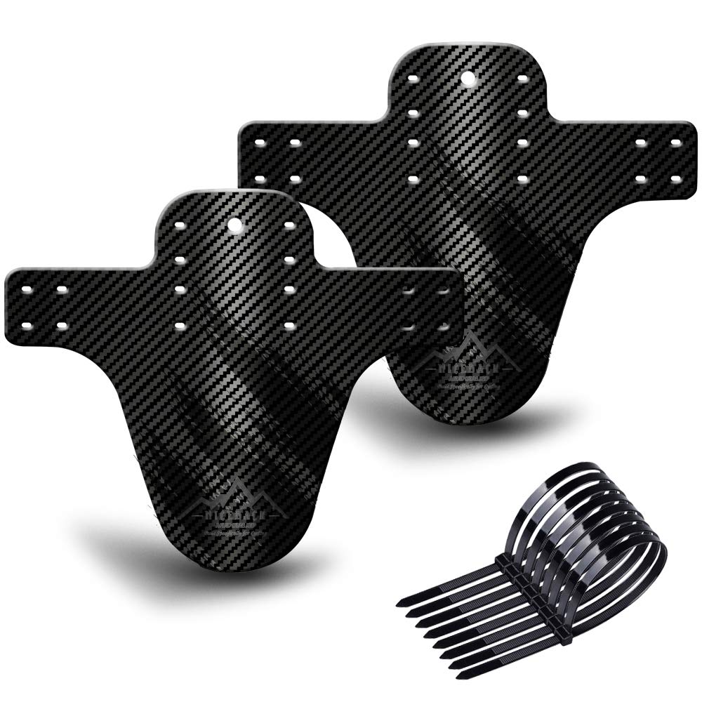 NICEDACK Bike Fender, MTB Mud Guard Front and Rear Compatible, Downhill Mountain Bike Mudguard Fits 650B 20" 26" 27.5" 29 inch and Fat Bicycle (Black, Small Carbon fiber embossing)