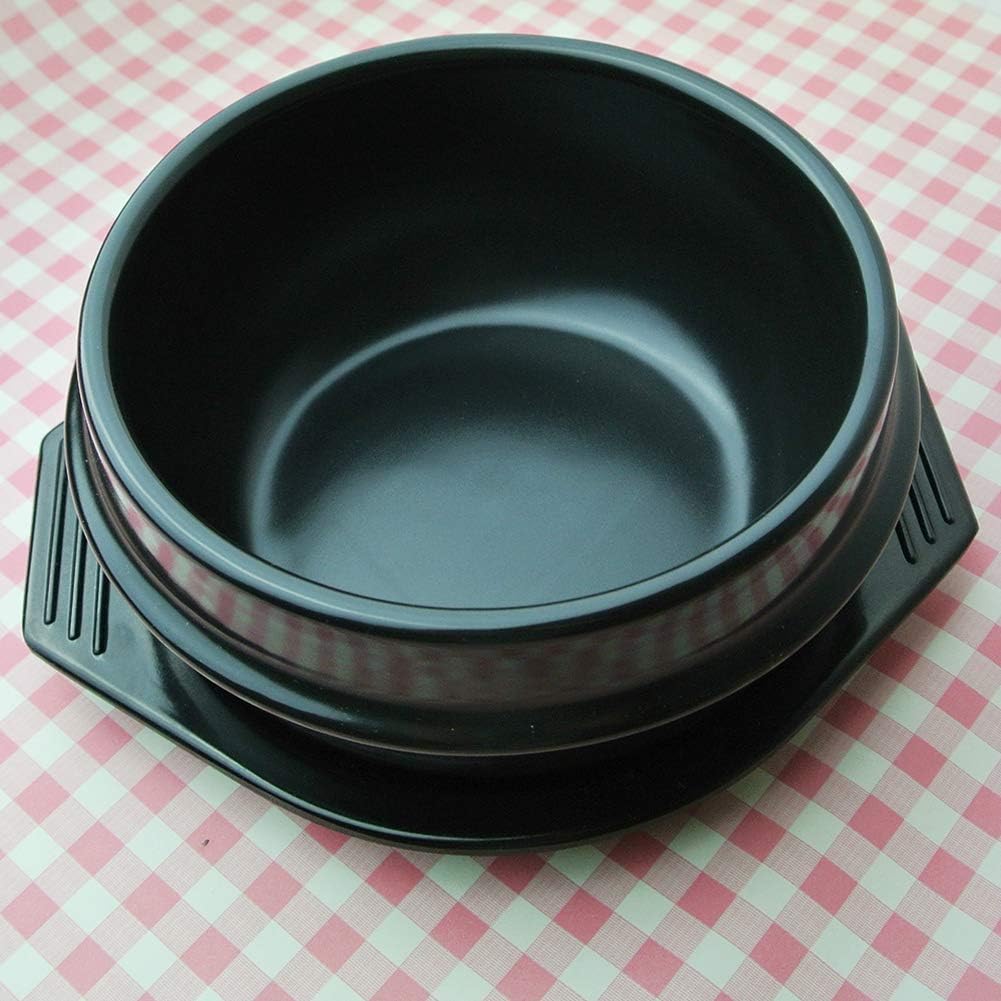 WZF Korean Dolsot Stone Bowl with Tray Sizzling Ceramic hot