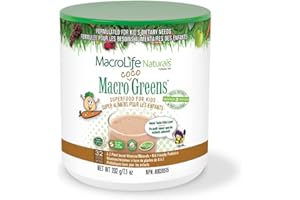 MacroLife Naturals MacroCoco Greens Chocolate Superfood Powder for Kids Raw Fruits, Veggies - Immunity, Energy - Non-GMO, Veg