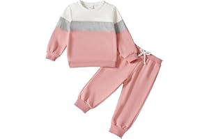 ADXSUN Toddler Girl Clothes Color Block Sweatshirt Top+Casual Pants 2 Piece Girl Fall Winter Outfits 2-7T