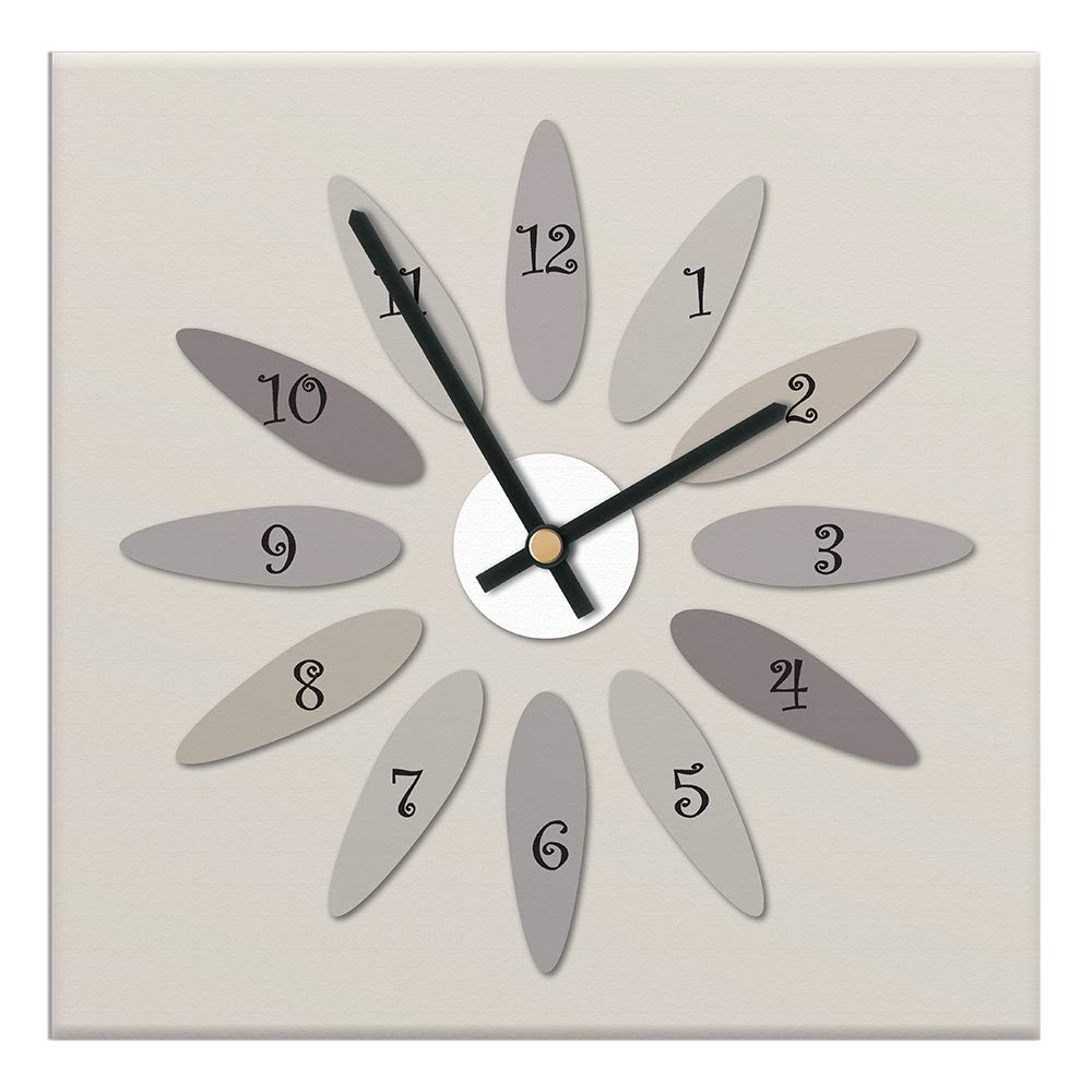 Mareli Wall Clock, Covered with matte laminated paper, printed, Gray, 30x30