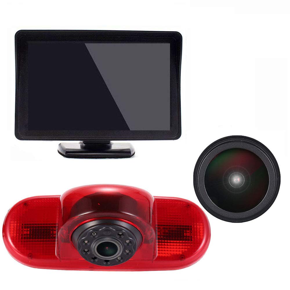 〔18mm Lens Camera + 4.3'' TFT LCD Monitor〕Car HD waterproof 3rd Brake Light Reverse Camera Kit for Opel Vivaro surf concept/life/Combo/Vauxhall/Renault Trafic/Fiat Talento/Primastar van