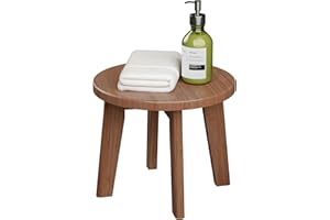 BAMSANRITZ Wooden Step Stools for Kids,Small Portable Wood Stepping Stools Bamboo Shower Stool for Adults Sturdy Non-Slip Bench 300 lbs in Office Bathroom Kitchen Plant Stand 10inch (Round)