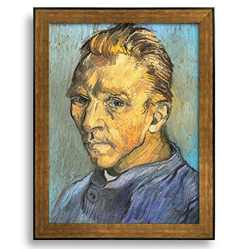 Self Portrait by Vincent Van Gogh Framed Art Print Famous Painting Wall Decor Bronze and Black Frame