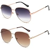 VIVIENFANG Oversized Aviator Sunglasses for Women Trendy 2025, Retro Y2K Big Aviator Sun Glasses UV Protection Shades US2232