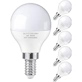 A15 E12 Small Base LED Light Bulbs, 6W Non-dimmable 5000K Daylight 6 Pack | Bright 60W Equivalent 85+ CRI for Ceiling Fan Candelabra Energy Efficient Flicker Free