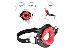 MFMYEE Open Mouth Gag, Open O Ring Mouth Gag, SM Sexy Silicone Lips Mouth Gag, Slave Restraints Bite Ball Gag, Fetish Extreme