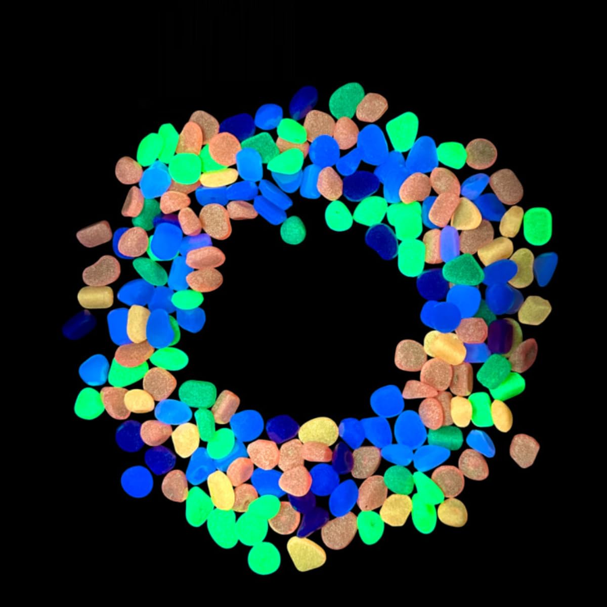 KARLOR Colorful Glow Stones, 500 Pcs 5-8mm Small Stones Decoration Fluorescent Stone Colorful Luminous Stones Mini Fluorescent Pebble Stones Garden Decorative Stones Aquarium Aquascape