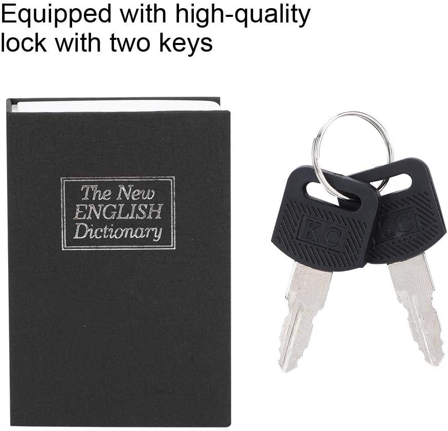 Stainless Steel Safe Box Mini Simulation Book Safe Storage Box Money Cash Jewelry Security Lock Case with Keys (5.9x5.1x4.7in) - Image 4