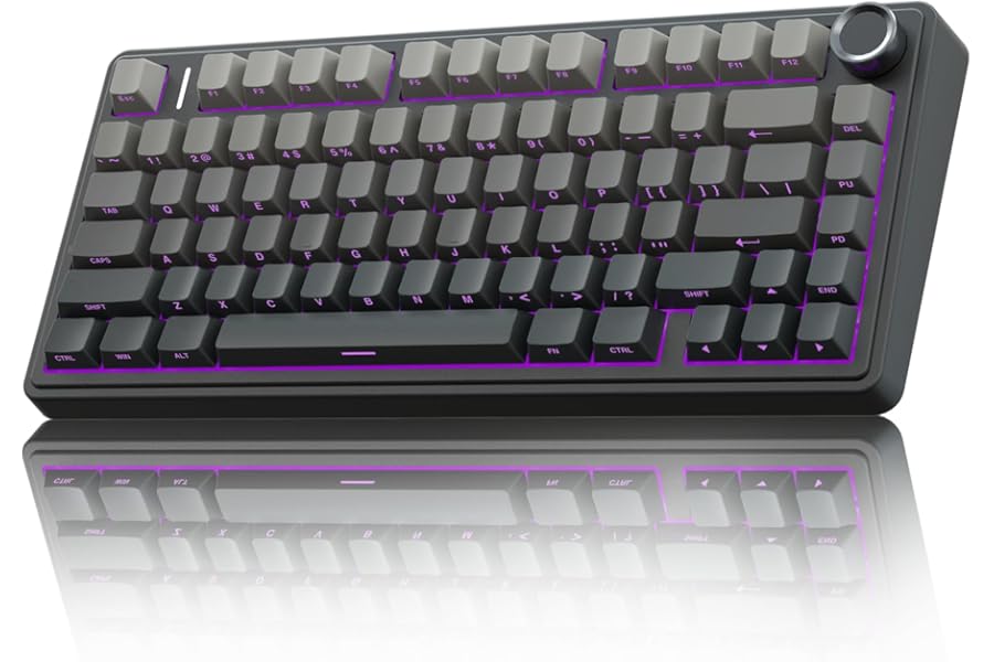AULA F75 Pro Wireless Mechanical Keyboard,75% Hot Swappable Custom Keyboard with Knob,RGB Backlit,Pre-lubed Reaper Switches,Side Printed PBT Keycaps,2.4GHz/USB-C/BT5.0 Mechanical Gaming Keyboards