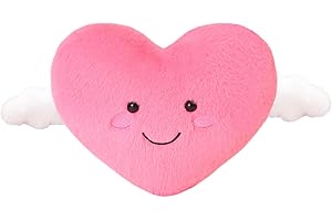 Finebee Pink Heart Plush Toy Cute Heart Stuffed Animal Soft Pillow Plushies Kawaii Heart Shape Plushie Valentine's Day Gifts Birthday for Kids Lover Decor 8 inch