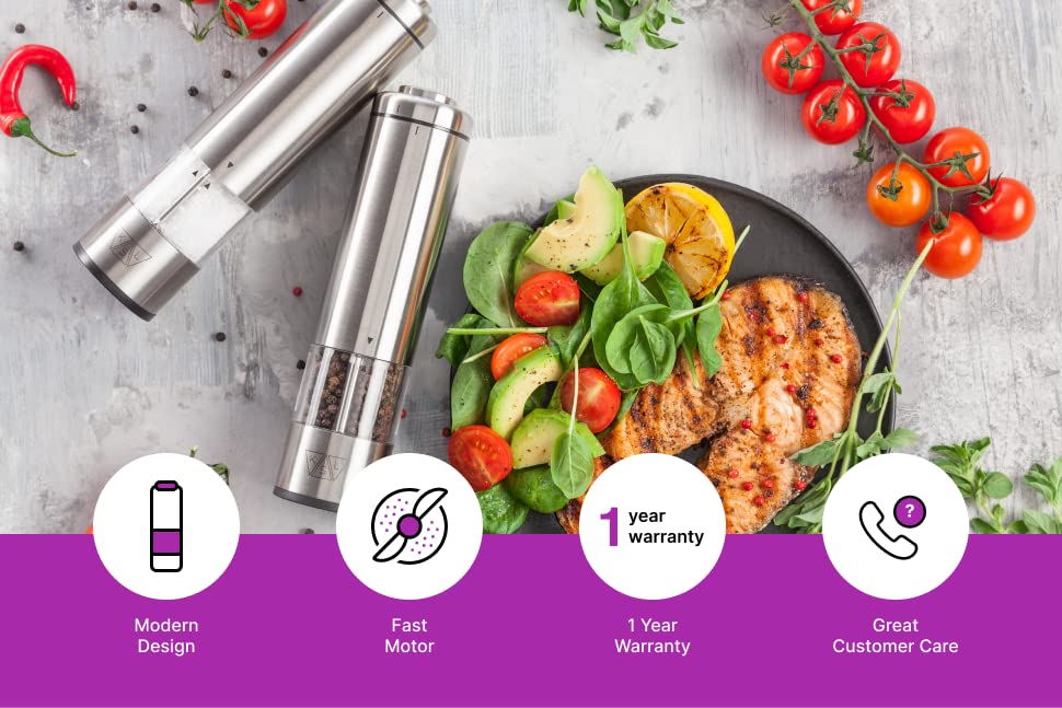 KSL Electric Salt and Pepper Grinder Set Adjustable Motorized Electrical Powered Auto Shakers