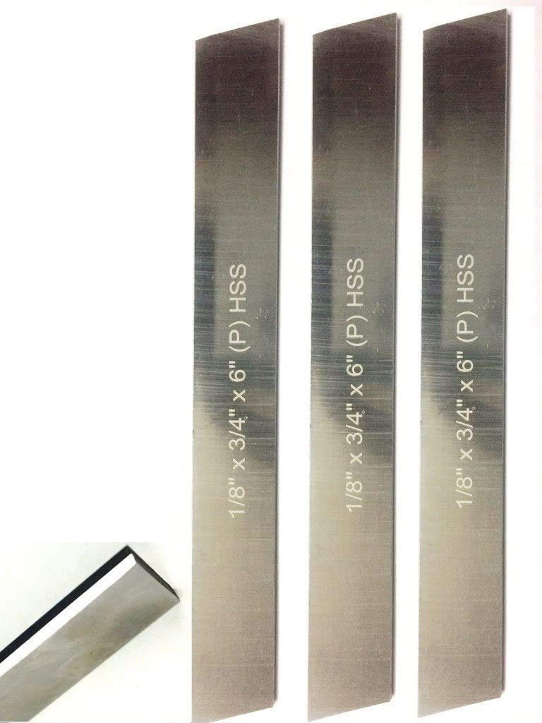 Set of 3 HSS Blades 1/8"x 3/4" (Wide) x 6" (Long) for Lathe Parting Cut off & Tool Holders-Hard & Ground