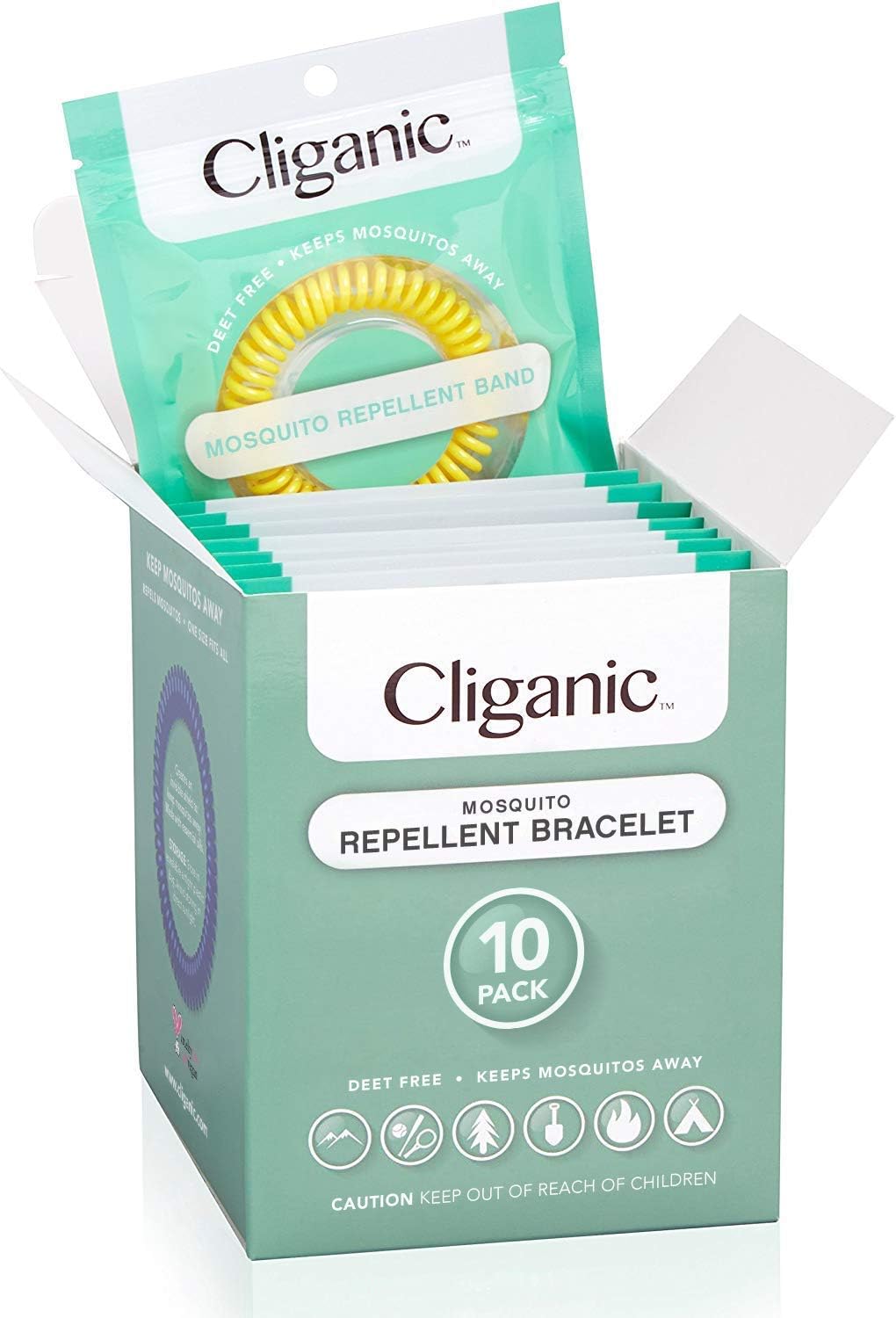 Cliganic 10 Pack Mosquito Repellent Bracelets, DEET-Free Waterproof Bands: Health & Personal Care