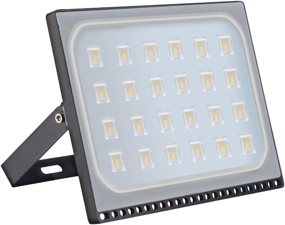 LED Floodlight, 3500K Warm White Ultra-Thin Spotlight, IP67 Waterproof Outdoor Security Light, Super Bright Industrial Light Indoor Work Light, for Garden, Garage, Factory, Rooftop (150W)