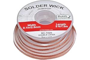 QUIMTECH (3 pcs) Solder Wick Braid Copper Wire with flux 5 ft.(1.5M) Length X 2.5mm Width I Desoldering Wire I Solder Sucker I Solder Remover I Soldering Iron I Solder Braid for Circuit Board (3)