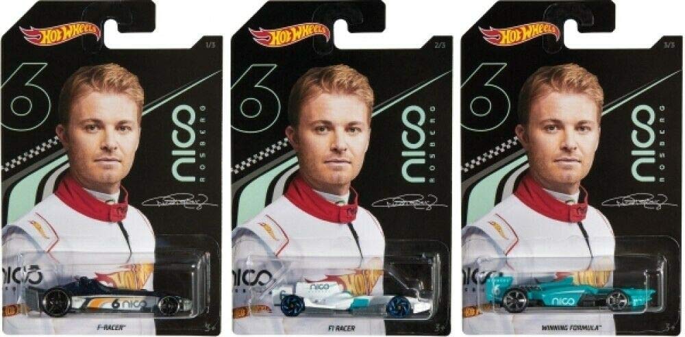 HotWheels Nico Rosberg Set Of 3 Race Cars GGC34