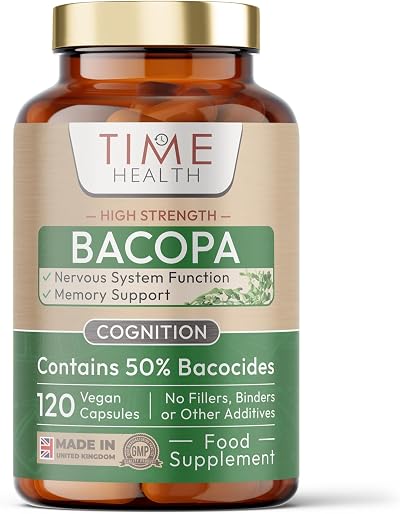 Time Health Bacopa Monnieri 50% Bacocides 120 Capsules Pullulan Vegan