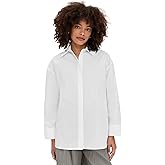 MEIMEIJ Women's Long Sleeve Cotton Poplin Shirt with Buttons