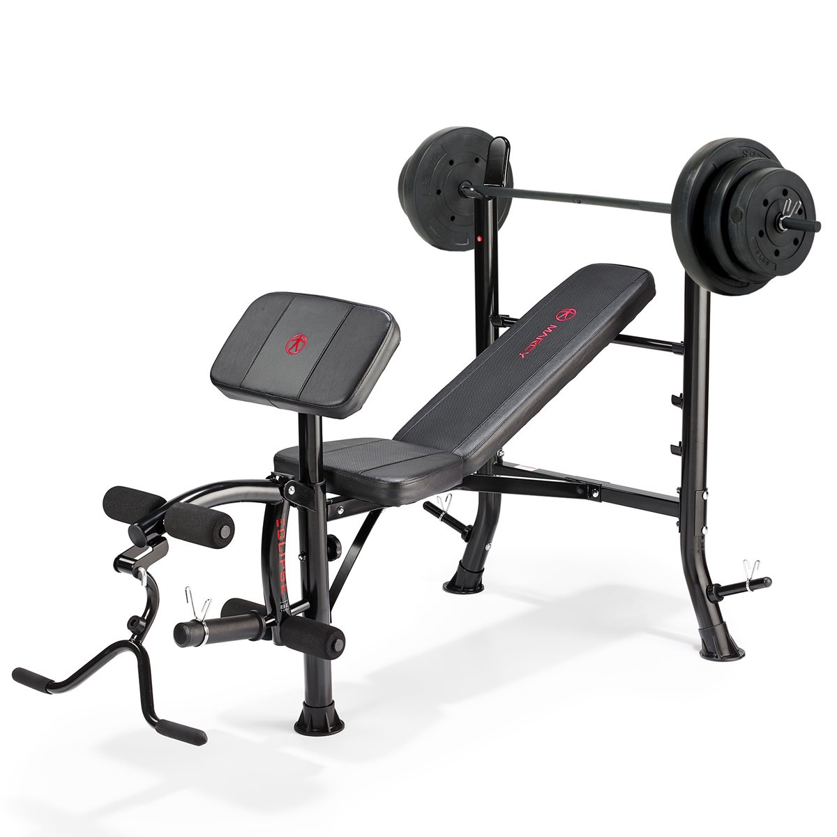 Marcy Eclipse Starter Weight Bench with 45kg Vinyl Barbell Set Amazon