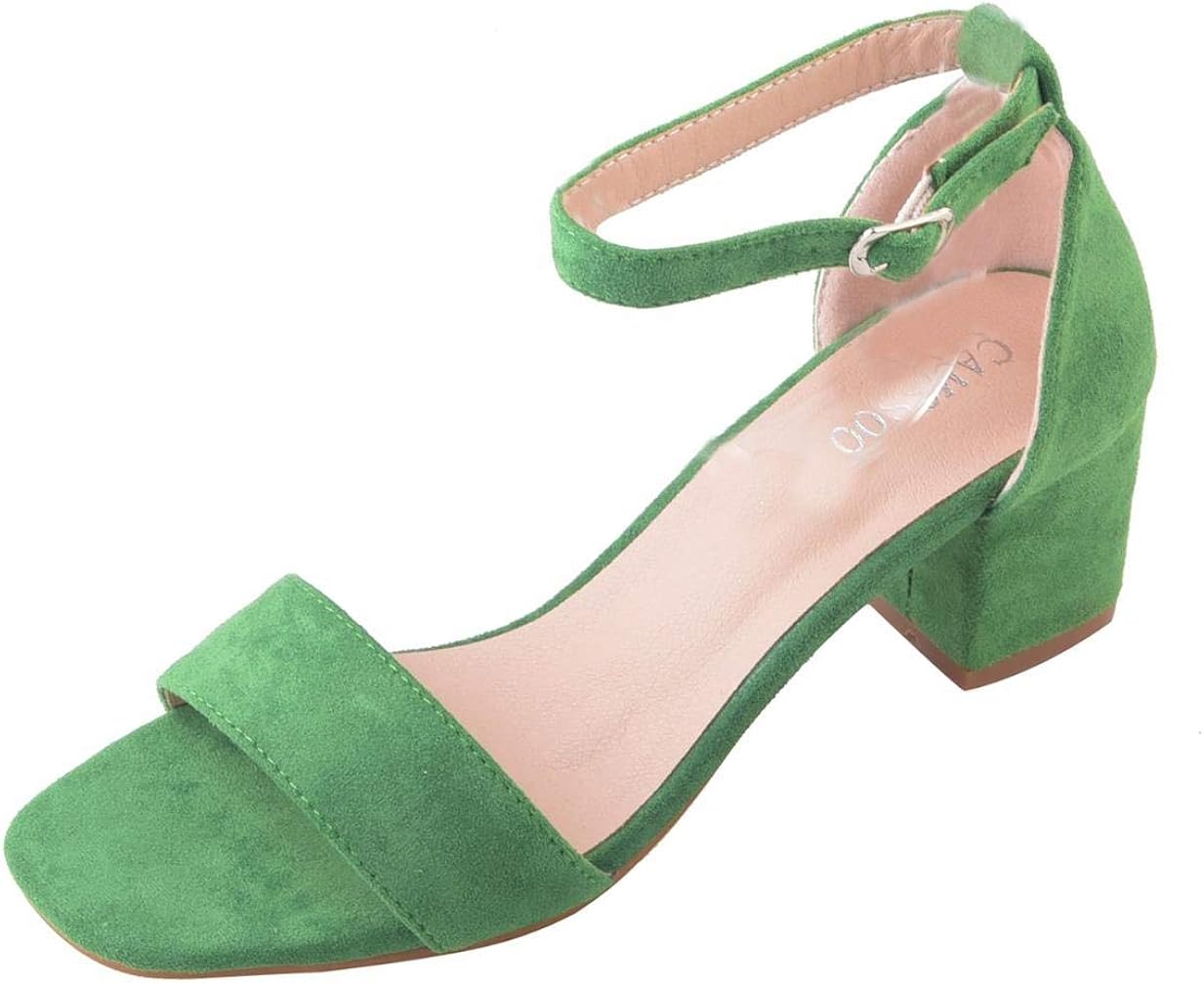 green velvet sandals