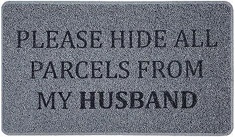 Nicoman Funny Novelty Door Mat Gift Doormat 'Please HIDE All Parcels From My Husband' (75x45cm/29.5x17.7inches)