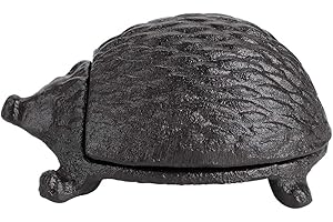 JUXYES Hedgehog Cast Iron Key Hider Outside Spare Door Key Box Outdoor Small Garden Statues Ornament, Hedgehog Indoor Decoration Jewelry Trinkets Box for Key, Ear Studs, Ring, Paper Clip