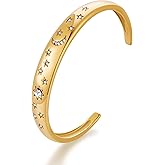 TENTMENTISE Chunky Gold Bracelet for Women 14K Gold Plated Wide Open Bangle Trendy Boho Statement Bangle Bracelet Fashion Jewelry Gift for Her