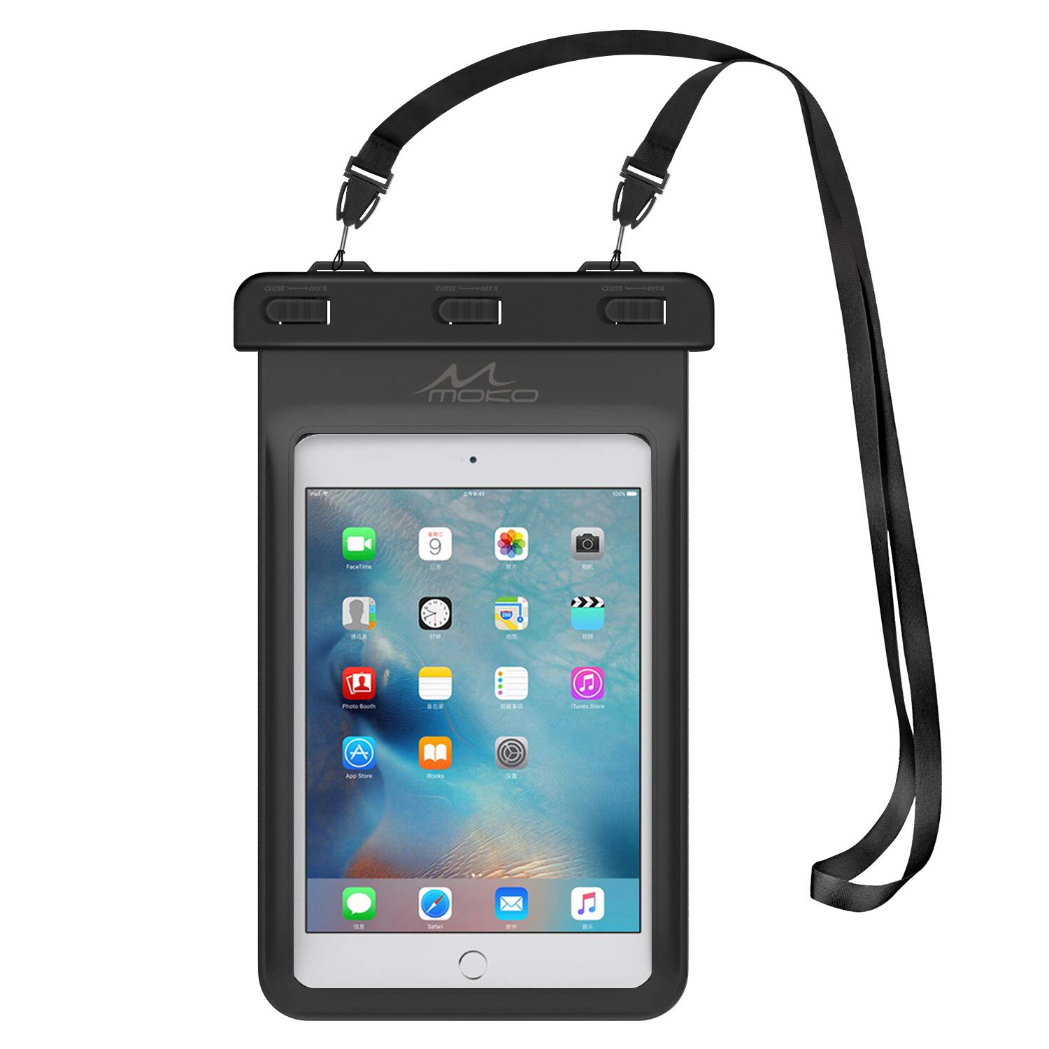 Universal Waterproof Case, MoKo Dry Bag Pouch for iPad Mini 6 2021, iPad mini 5/4/3/2/1, Galaxy Tab A 8.0/8.4, Tab A7 Lite 8.7, Tab E 8.0, HUAWEI MatePad M5/T8 & Other Tablets up to 8.3", BLACK โ image 1