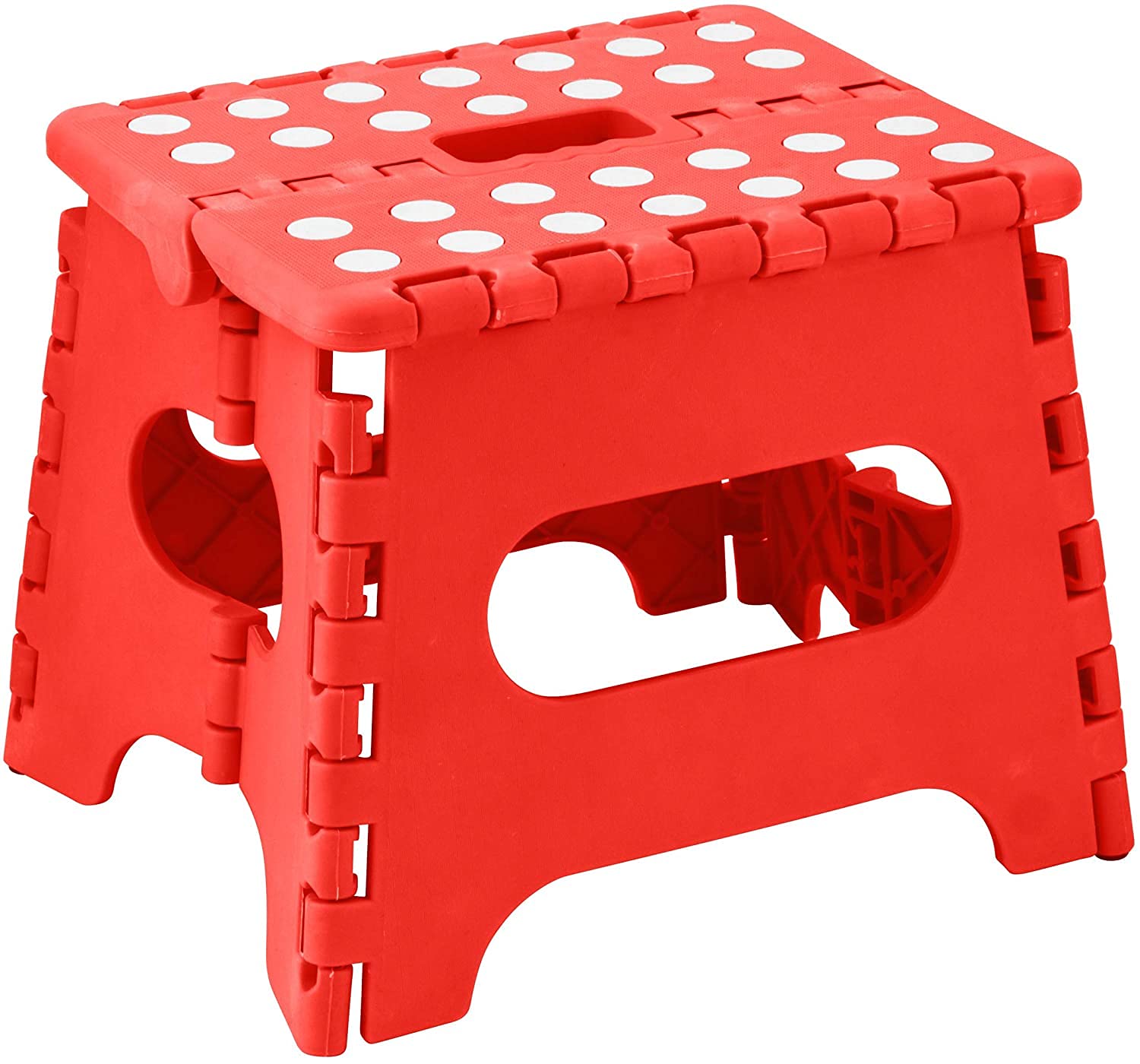 DASHMESH Folding Step Stool, 7 Inch Red Lightweight Strong Compact Non-Slip Multi-Purpose Easy Carrying Foldable Stool for Kids & Adults, Kitchen Garden Bathroom
