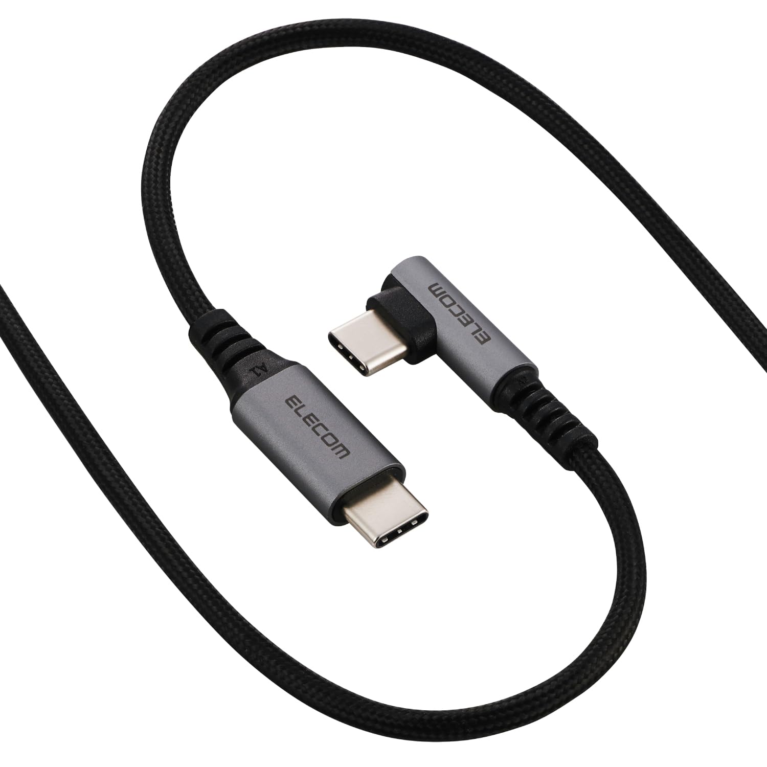 エレコム USB Type-C ケーブル 1m (USB-C to USB-C) L字 60W PD対応 ナイロンメッシュ 【USB-IF認証】 ブラック MPA-CCECL10BK商品画像