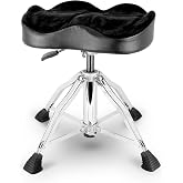 ROWELL Hydraulic Drum Throne Ergonomic Height Adjustable (Black) | 3.9-Inch Thick Padded Seat,4-Leg Stable Base,Velvet Stool Seat,For Drummers