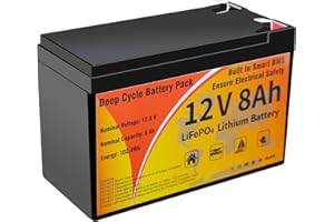 VEMDIA 12V 8Ah LiFePO4 Lithium Battery, LiFePO4 Battery Built-in BMS, 4000+ Deep Cycles 8Ah Lithium Iron Phosphate Batterys Waterproof for Solar, Small UPS, Lighting, Power Wheels, Fish Finder