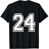 Number 24 Varsity Sports Team Jersey 24th Birthday 24 Years T-Shirt