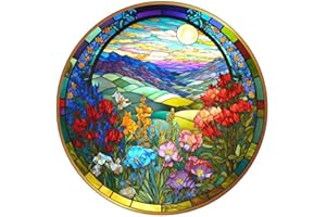 TIWABB Stamped Cross Stitch Kits - Flower Mountain Landscape Counted Cross Stitch Kits for Beginners Adults,11 CT Patterns Dimensions Embroidery Kits Arts Craft Kits13.8 x 13.8inch