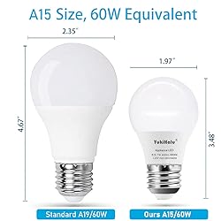 YukiHalu, A15 Appliance Light Bulb, 60W Equivalent