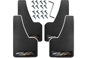 KEYOOG 4 PCS Plus Size Carbon Fiber Pattern Car Mud Flaps, Splash Guard, Fit for Full-Size Suvs, Pickup, Truck, Rvs, and Freight Caravans All-Weather with Wide Body and Scratch/Abrasion Resistance