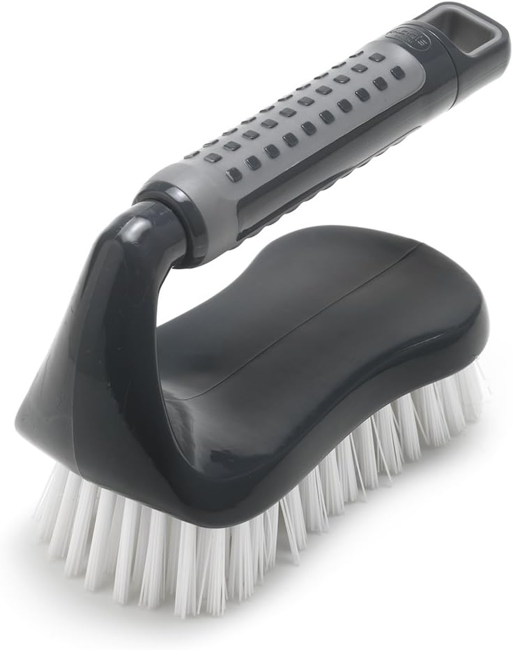 Addis ComfiGrip Floor Scrub Brush with Iron Handle Metallic Graphite 7x16x11 cm