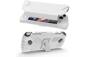 JDDWIN Full Case for ASUS Rog Ally 2023, Protective Handheld Case Skin with Detachable Front Shell Cover and Kickstand for Rog Ally,Shockproof/Non-Slip/Anti-Collision (White)