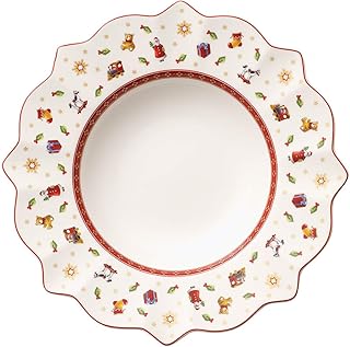 Villeroy & Boch Toy's Delight Suppenteller, 26 cm, Premium Porzellan, Weiß/Rot