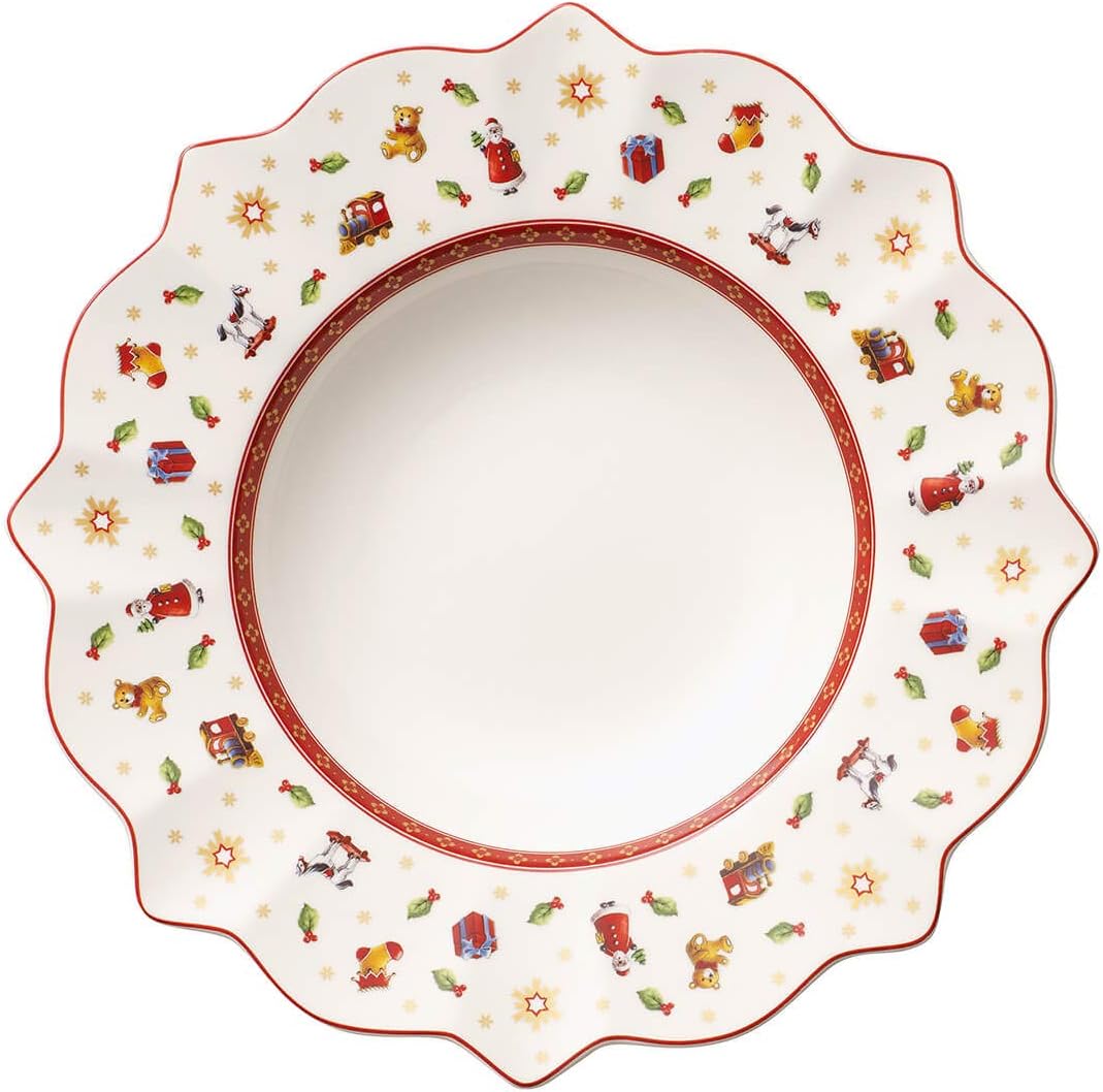 Villeroy & Boch Toy's Delight Suppenteller, 26 cm, Premium Porzellan, Weiß/Rot